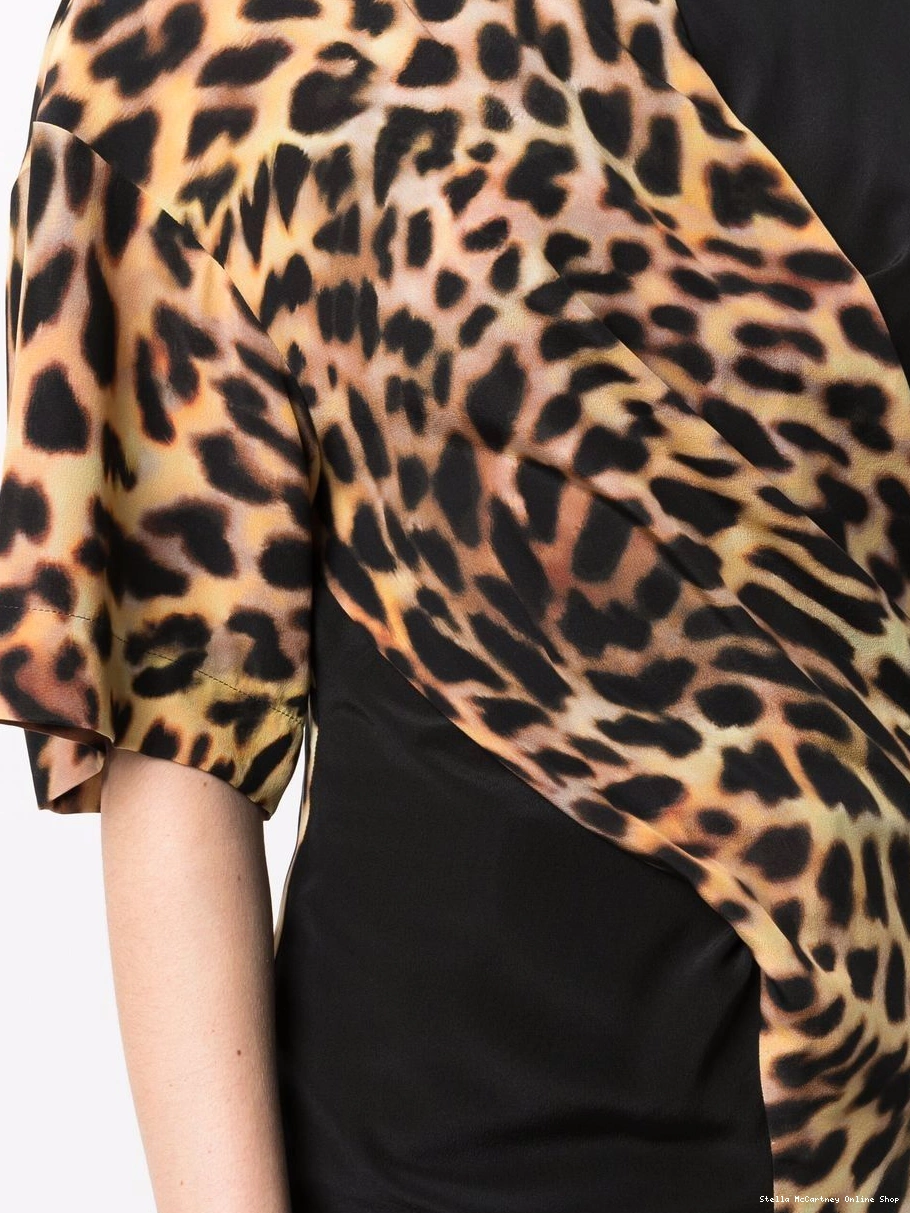 Cheap panel McCartney print cheetah T-shirt Women Stella 0427